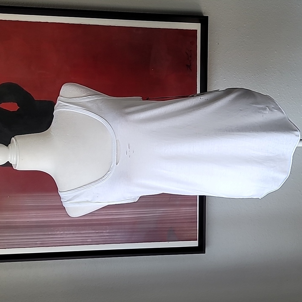 Pam & Gela Distressed Racerback Tank Size Medium Color White NWT